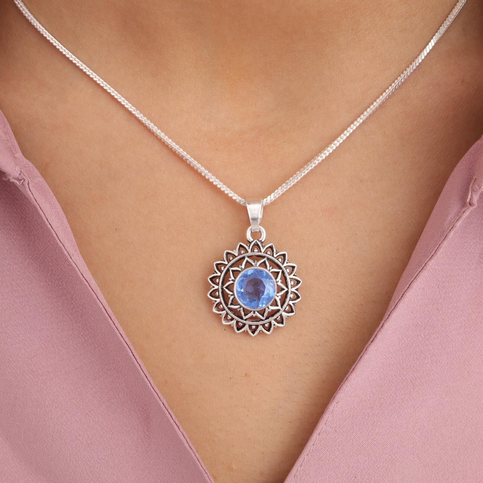 

Танзанит Драгоценный камень Ювелирные изделия из стерлингового серебра 925 ручной работы Подвеска в виде цветка 1.14 CP-30-2