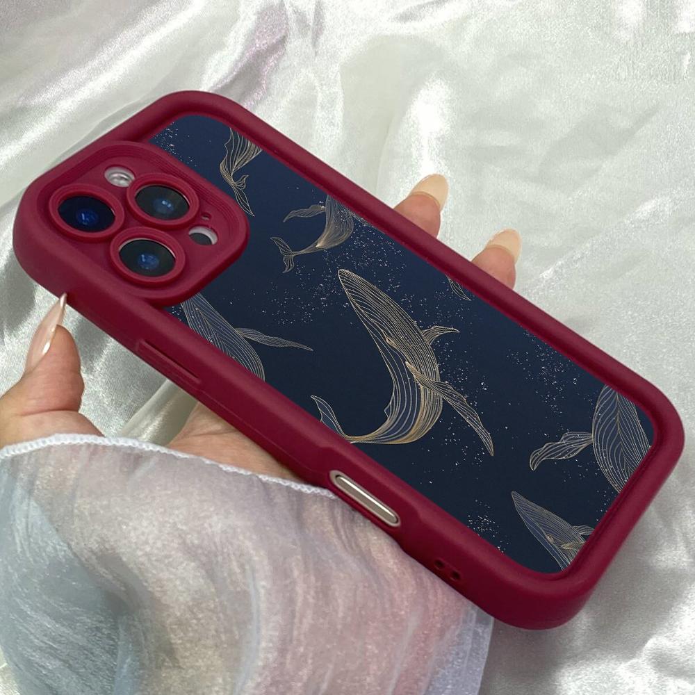 JT569 Whale Dark for iPhone 17 16 15 14 13 12 Pro Max Samsung S26 S25 Ultra A17 A07 A56 A16 A15 A14 Xiaomi 15T Redmi 15c 14C Note 11 12 13 Soft Case