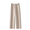 Women's 2024 Merino Wool Wide-Leg Pants - Nine-Point, Straight-Leg, Coffee Color