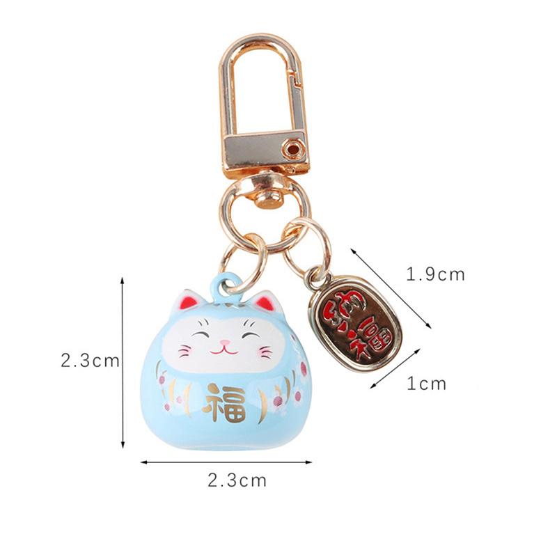 Japanese Cartoon Cute Lucky Cat Keychains Car Bag Decor Bell Pendent Charm