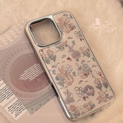 Ins Flowers Rabbit Applicable To 16 Apple 15 Pro Max Mobile Case IPhone 14 Drops of Gum Pastoral Huawei