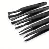 8pcs/set Portable Black Straight Bend Anti-static Plastic Tweezer Heat Resistant Repair Tool