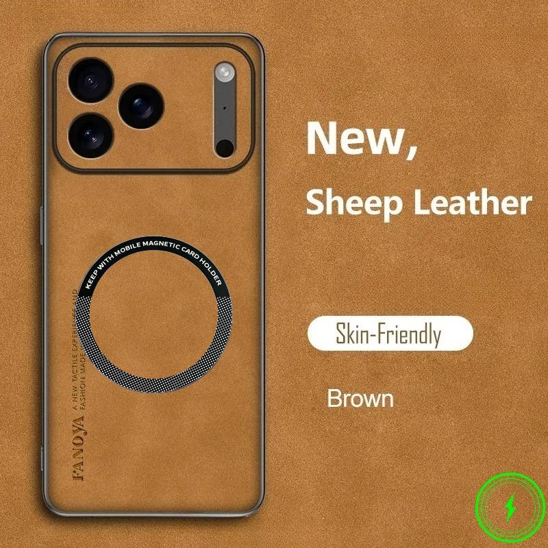 Luxury Leather Shockproof Phone Case For iPhone 17 Pro Max 17Air 16E 15 14 Plus 13 12 PU+TPU Magnetic Sheepskin Soft Back Cover