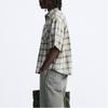 Zara Washed Plaid Short Sleeve Casual Shirt Men Shirts Medium-Gray 4877400-809