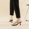 Fashion T-strap Rhinestone Sandalias High Heels Slippers Women Strange Heeled Crystal Party Shoes Narrow Band Outdoor Slides for Woman