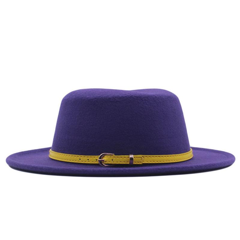 British Hat Retro Woolen Hat Wide Brim Flat Top Top Top Hat Simple Autumn and Winter Hat Trendy Sun Hat Felt Hat