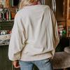 Women Christmas Sweatshirt Round Neck Sequin Santa Pattern Loose Long Lantern Sleeves Pullover Keep Warm New Year Party Top