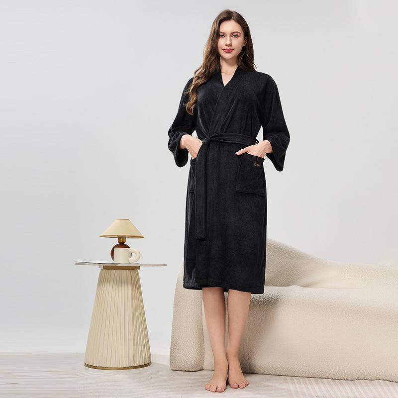 Unisex Jacquardfleece Badrock - Lång, Förtjockad, Plus Size Pyjamas för Höst & Vinter.