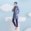 Costum de baie musulman nou din 2 piese, set top și pantaloni burkini cu acoperire completă, costum de baie la modă cu imprimeu pentru femei, costum de baie complet musulman pentru femei, modest