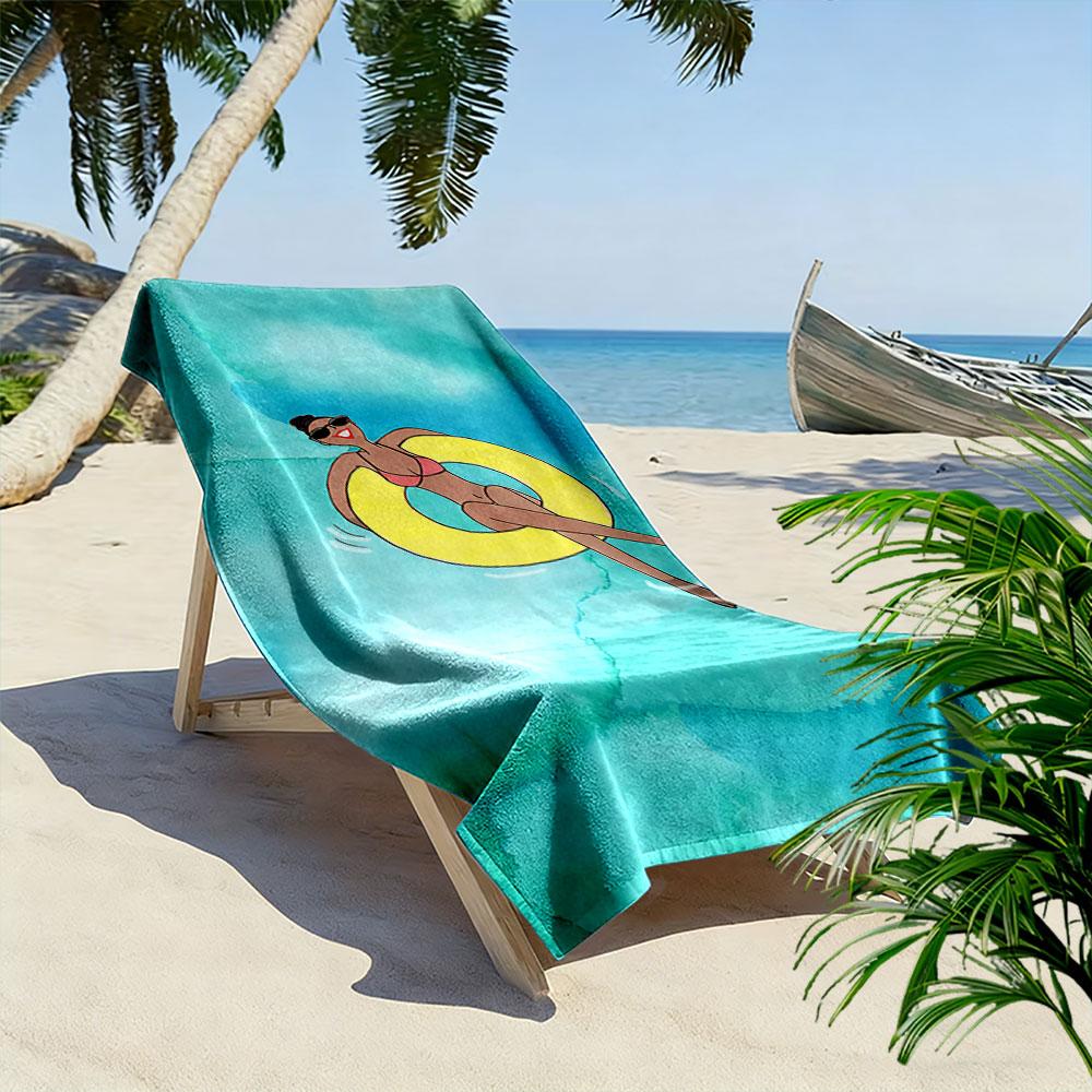 Beach Scene Woman Floating Relax A Must-have Beach Towel for Beach Travel
