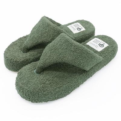 Okamura Washable Yori Cotton Pile Thong Size L Slippers, Khaki,