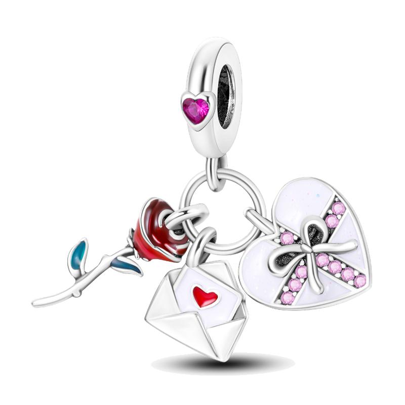 Charms S Copper Bouquet Romantic Flower Language Theme Beads Fit Pan Original Bracelets Diy Gifts Fine Jewelry