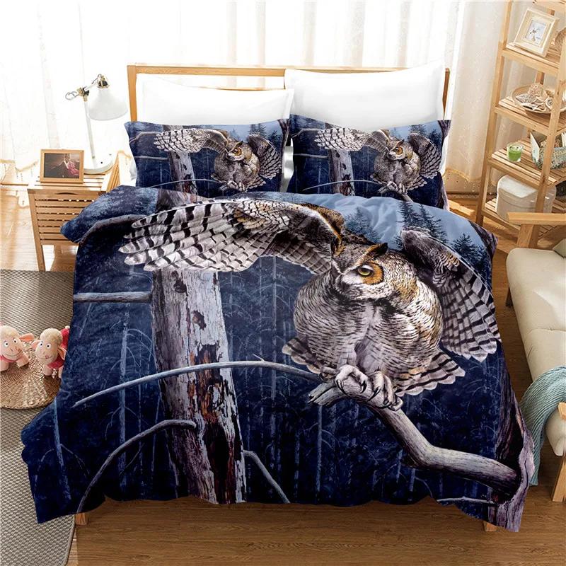 Dropshipping Bedding Set Lifelike Animal Owl Housse De Couette 240x220 Dekbedovertrek 260x240 Bedlinen Bed Cover Set Pillowcases