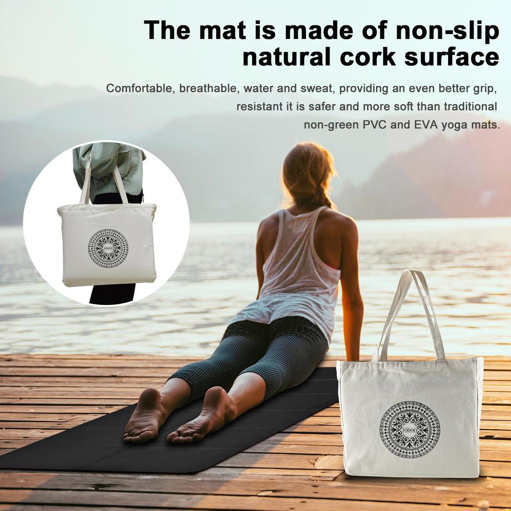 Iodoo Sammenleggbar Yoga x x Ekstra Tykk og Sammenleggbar Yogamatte for Reise med Lerret Bære TPE Trenings Pilates Matte Matte, 72"L 32"B 0.32", Bred, Veske,