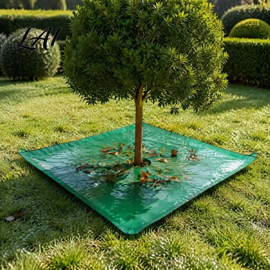Durable PE Leaf Gathering Mat Landscape Tarp for Trimming Garden Pruning with Hole & 4 Heavy Duty Yard Cleanup Corner Buckles Shrub Trimmings