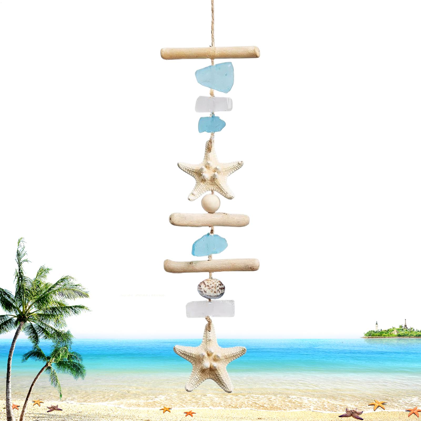 Sea Glass Wooden Navigation Themed Wall Decoration Coastal Sea Glass Ornament Seashells Floating Wood Beach Themed Home Decor CN