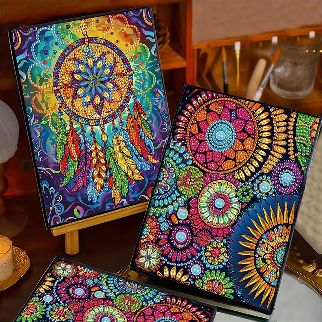 2pcs Partial DIY 50 Pages A5 Diamond Painting Notebook Special Shaped Diamond Art Diary Book Kits for Adults Beginner