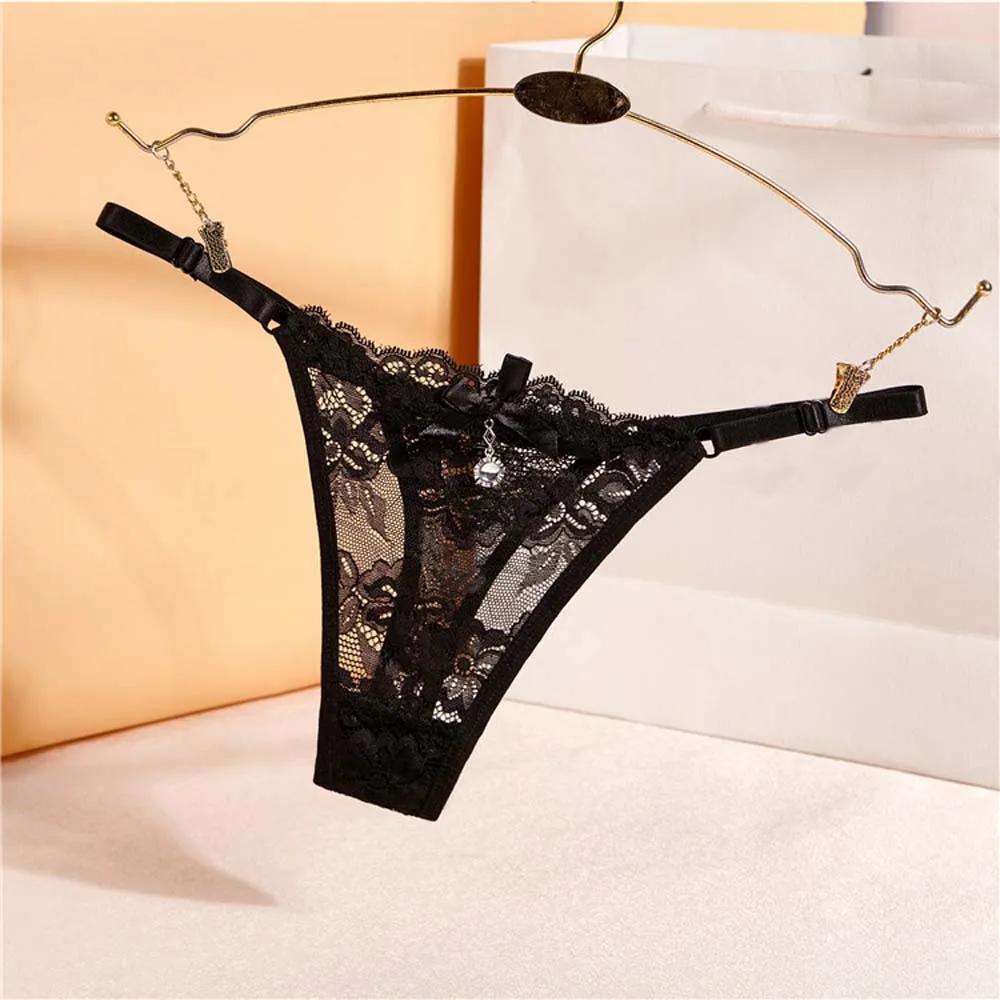 1 Pc Sexy G-string Thongs Women Panties Floral Sheer Underwear Soft Side Tie Lingerie Briefs Lace Transparent Thong Panties