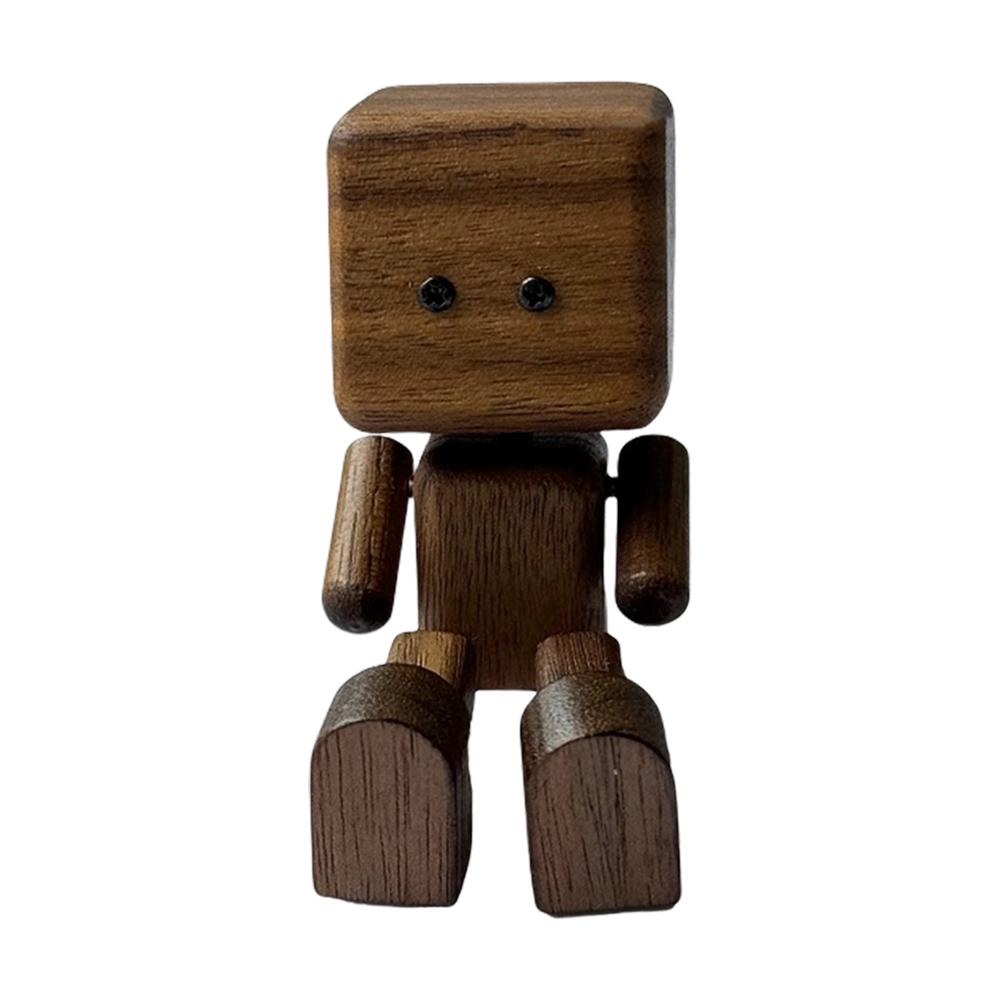 Handmade Shaking Feet Doll Wear Resist Cute Car Wood Ornaments with Clips Funny Wood Desktop Decor for Car Dashboard Decorations