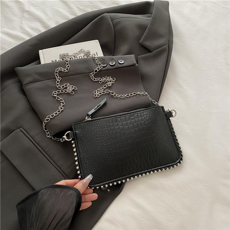 Popular Crocodile Pattern Chain Small Square Handbag Crossbody Bag