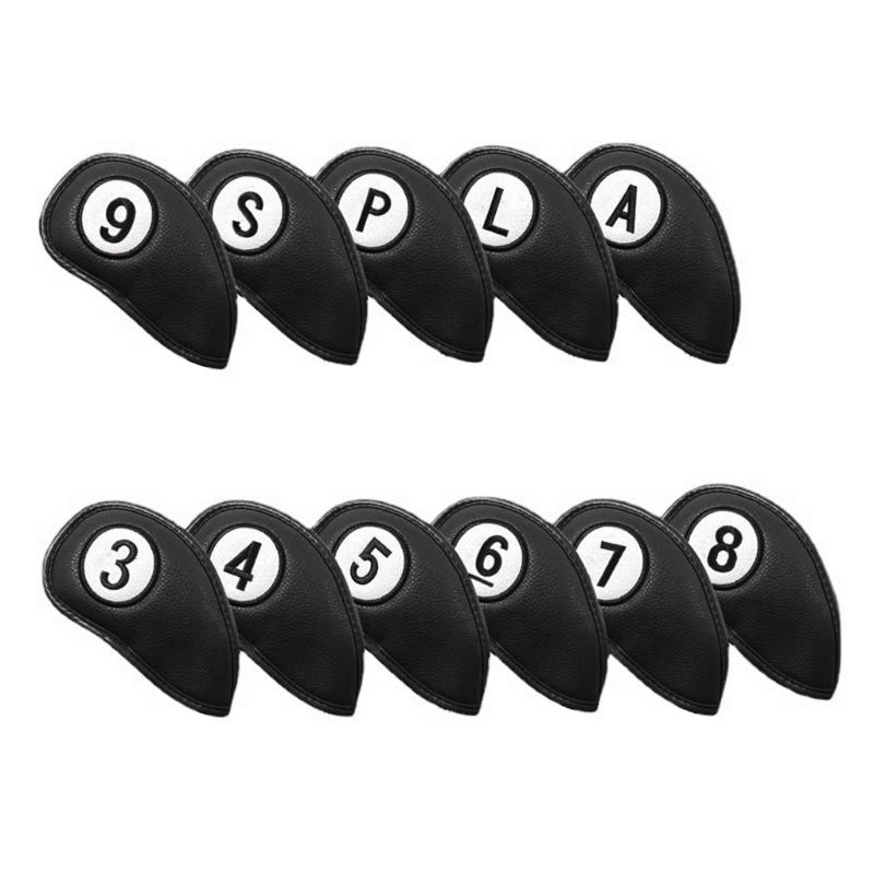11Pcs Waterproof Golf Putter Cover Golf Iron Head Cover PU Leather Golf Club Cover Iron Headcover Golf Club Head Covers