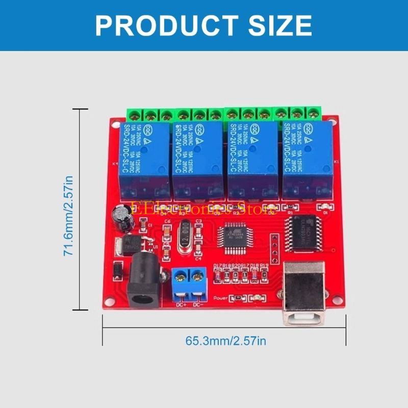 B03C USB 4 Channel 5V 12V 24V Relays Board Intelligent Switching Controller ULN2803 for PC Automation Tasks