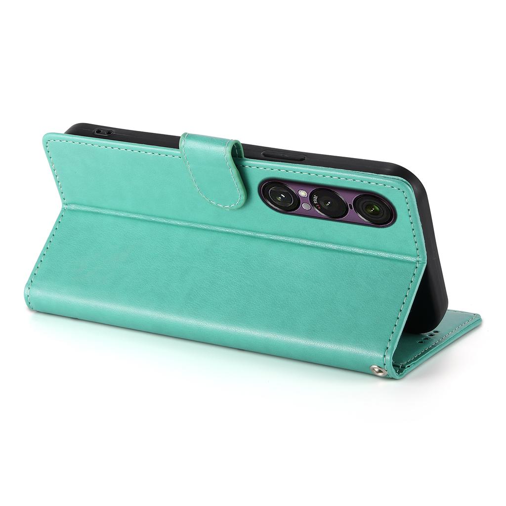 For Sony Xperia 1 VII Wallet Case Butterfly Floral Imprint PU Leather Phone Cover with Wrist Strap