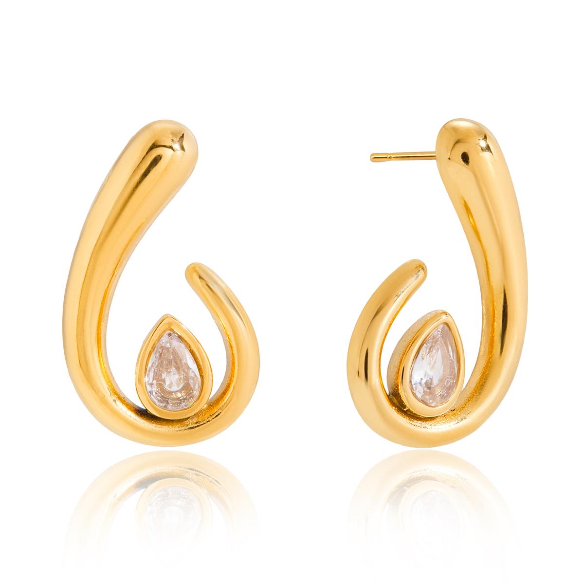 

Yori Delicate Shiny White Cubic Zirconia Spiral Teardrop Earrings for Women High Quality Stainless Steel Daily Jewelry Gift