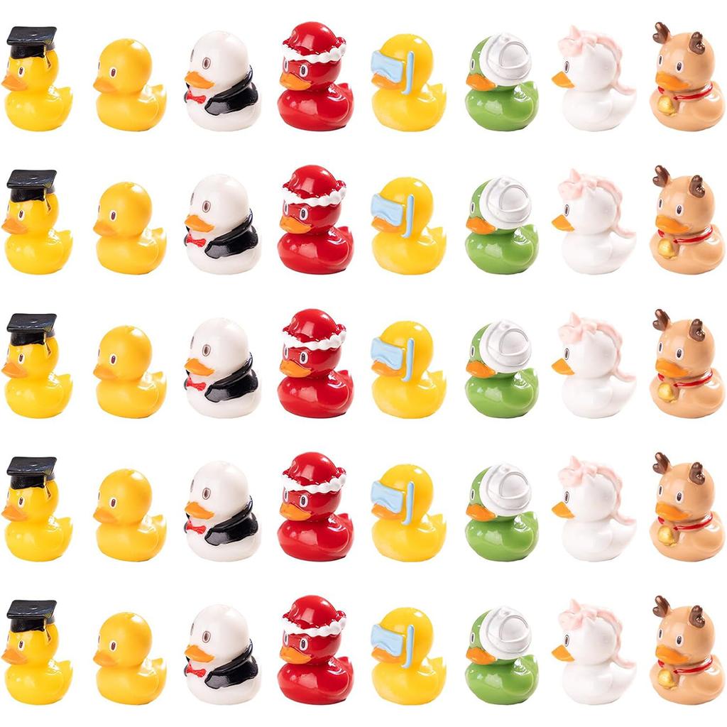 Nietoksyczne 8 Stylów Mini Figurki Kaczek Kolekcja Żywiczne Ozdoby Zestaw Do Ogrodu Bajkowego DIY Wystrój Mikrokrajobrazu