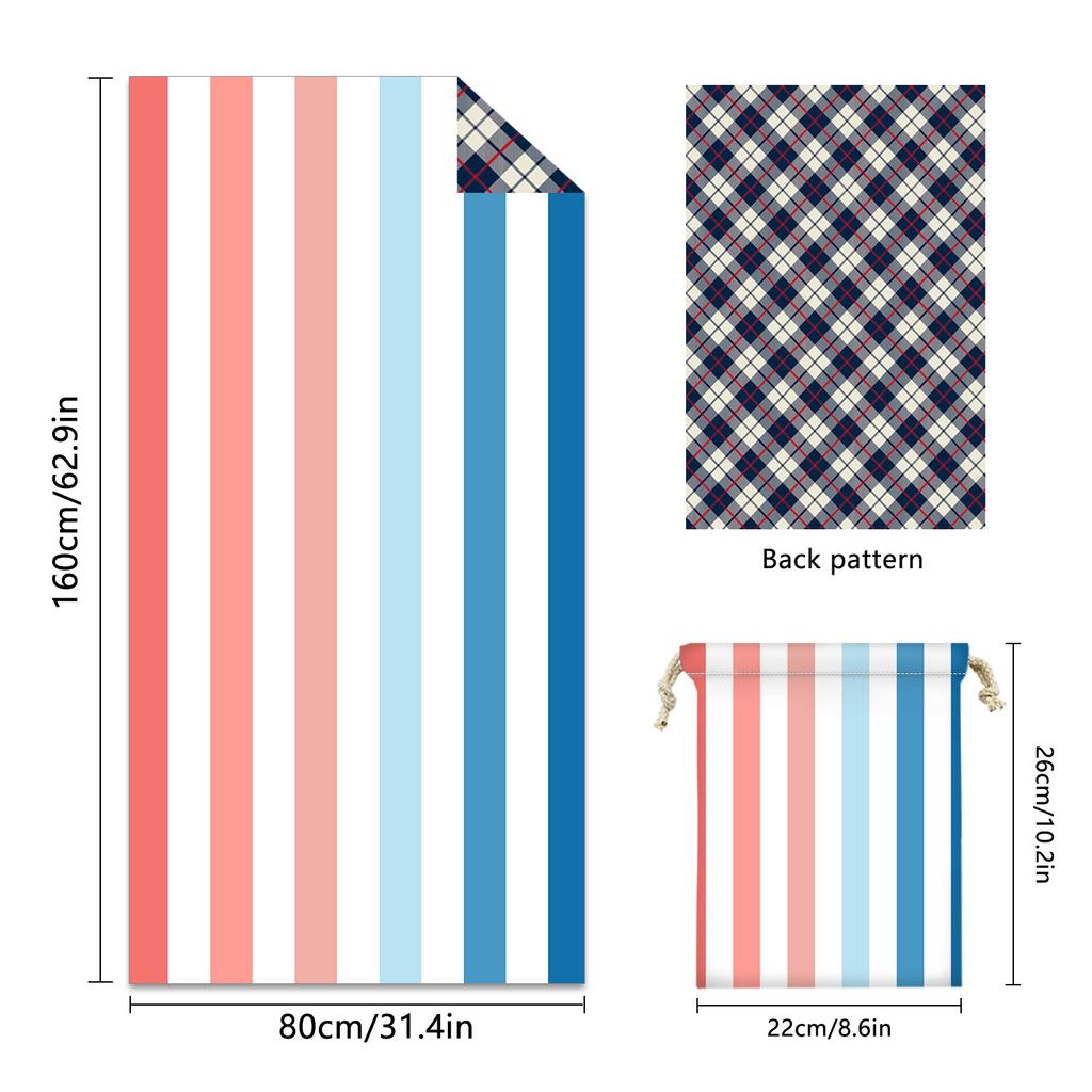 Stripe Series Double-sided Pile Beach Towel Microfiber Towel Printing Bath Towel