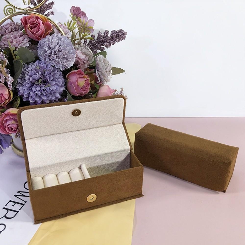Velvet Necklace Storage Box Portable Solid Color Necklace Holder Compact Multi-functional Rings Bearer Box Jewelry Organizer