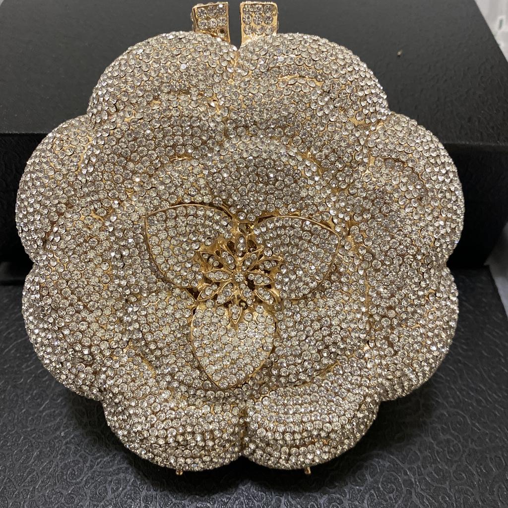 Blue Flower Diamond Multicolored Foral Evening Clutches Purse Luxury Crystal Women Metal Wedding Prom Handbags Rhinestone Bag