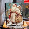 Christmas Santa Claus Pearl Painting with Frame 3D Sparkling Canvas Art Relaxing Craft for Bedroom Wall Decor and Holiday Gift
