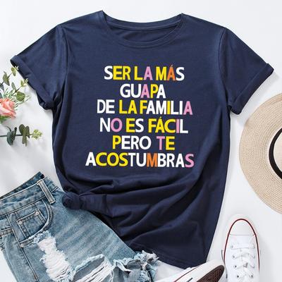 Summer Women's Clothing Creative Letter Print Pure Cotton Loose Round Neck Short Sleeved T-Shirts Women’s