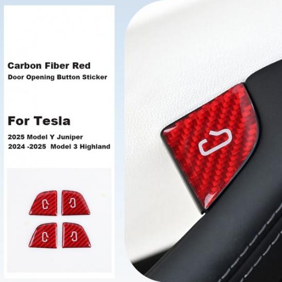 Carbon Fiber Interior Door Lock Switch Cover For Tesla Model 3 Y 2018-2025