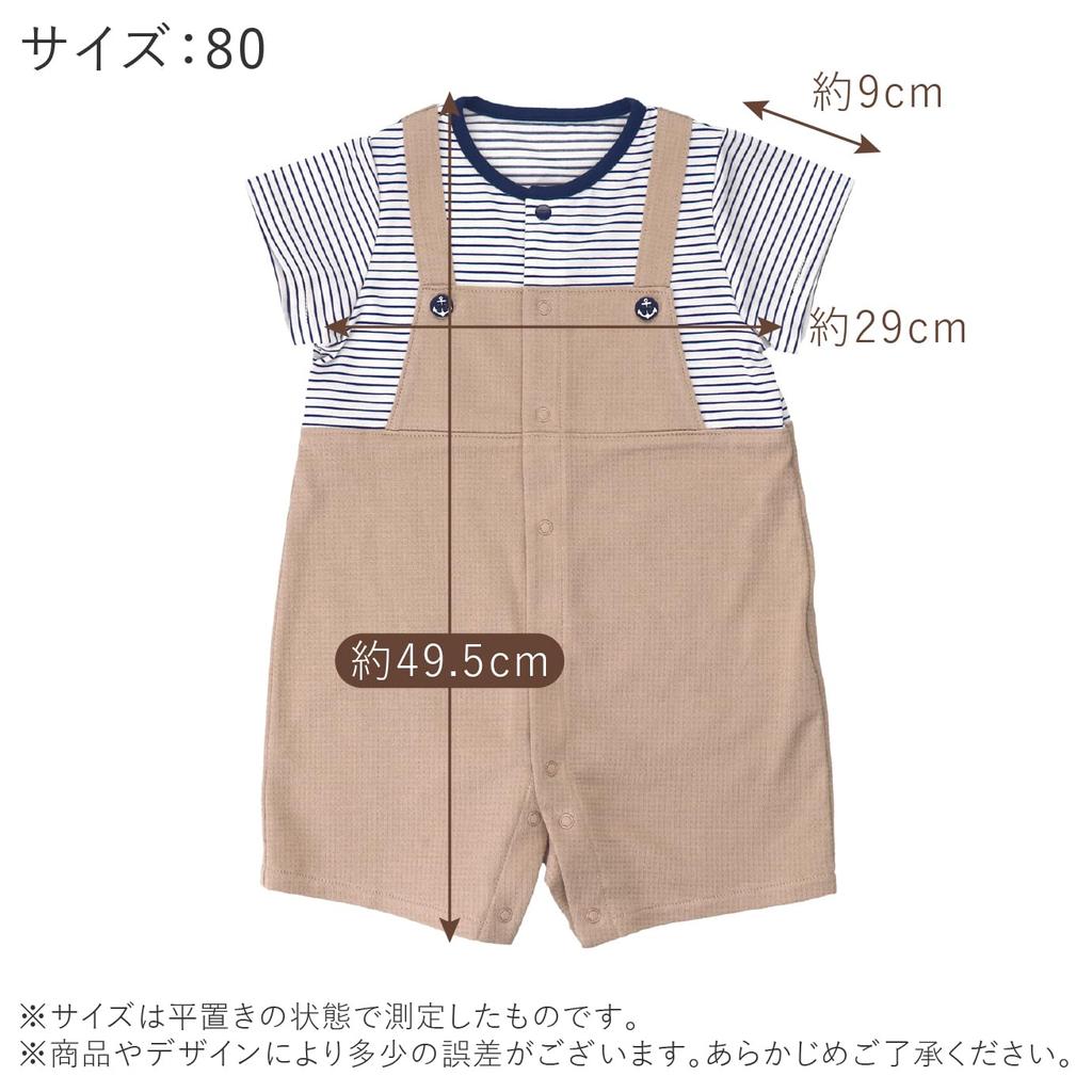 Short Sleeve 80 N Made In Japan [Baby Castle] Romper, Combination, Overalls, Border,