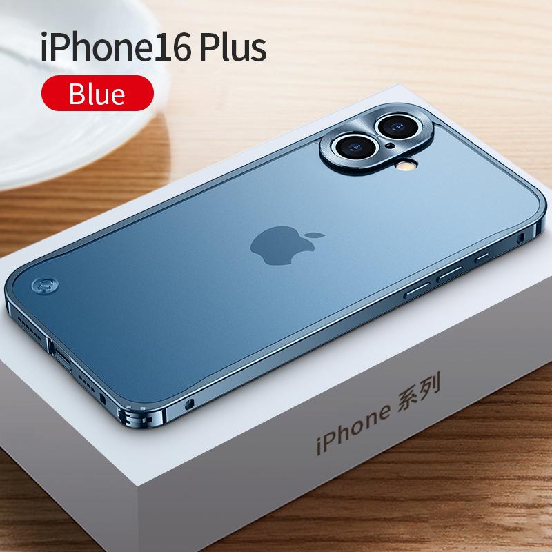 Coque de téléphone à cadre métallique Pour iPhone 17 11 12 13 14 15 16 Pro Max Alliage d'aluminium Protection Complète de l'Objectif Coque Arrière Métallique Plaqué Pour iPhone 13 mini