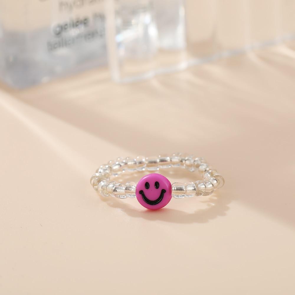 iF ME Mehrfarbiger kleiner Blumenring, koreanische Version, handgewebter Perlenring, Reisperlen-Ring, Damen- und Mädchenschmuck, kleiner Ring im frischen Stil