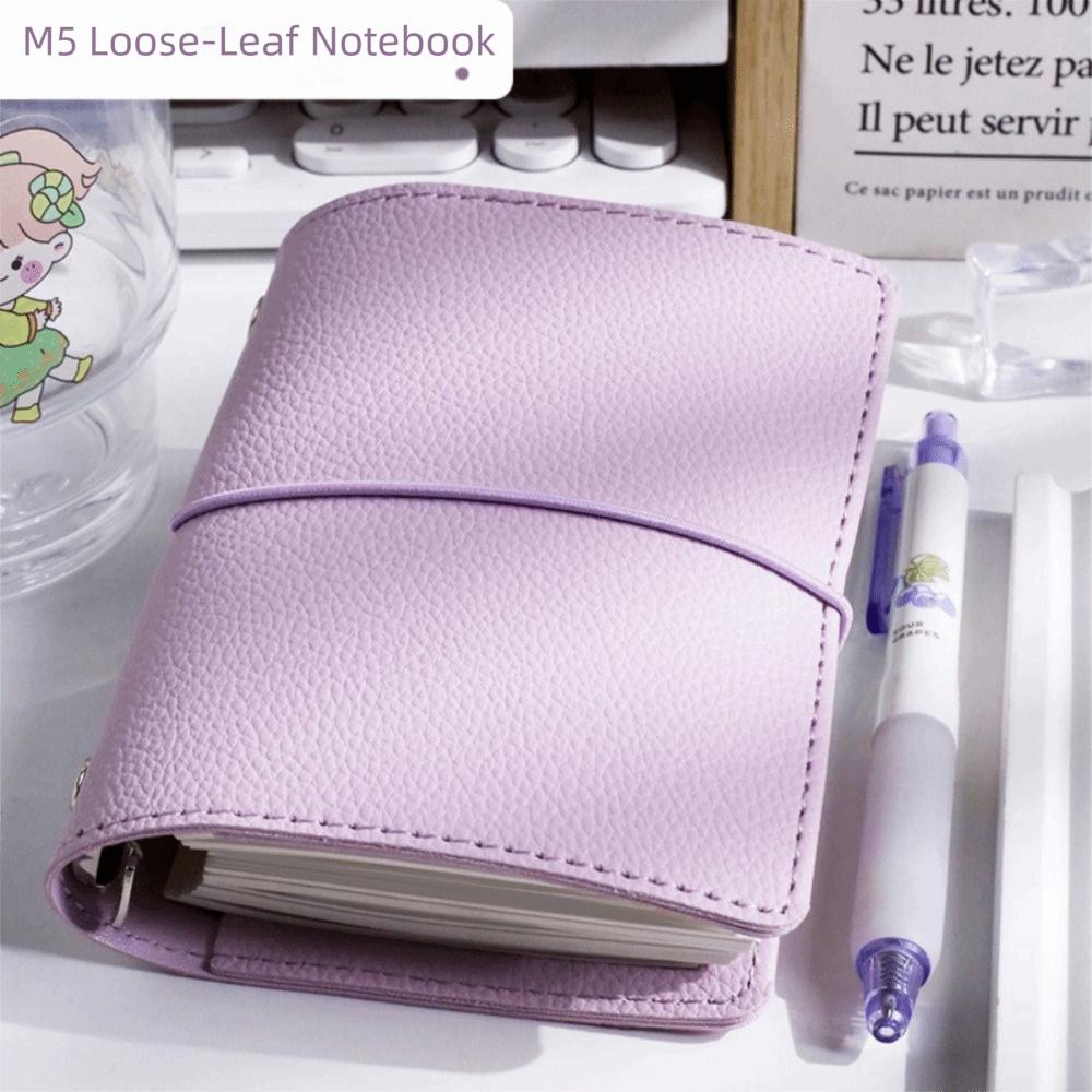 5-Ring Binder Mini Loose-leaf Notebook Faux Leather Zipper Binder Notebook  Photo Collection