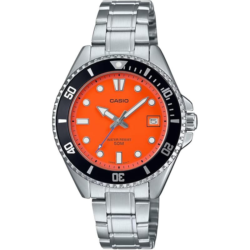

[Casio] CASIO standard analog watch MDV-10D-4A1V boys ladies girls orange metal band overseas model [product]