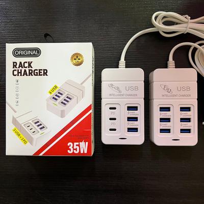 35W Mehrfachsteckdose mit 6-USB PD Schnellladung und Verlängerungskabel für Android-Geräte