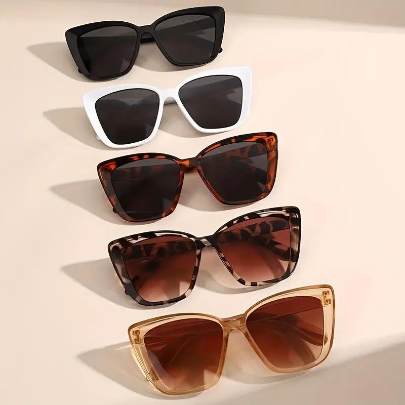 5 Pcs Women's Vintage Cat-Eye SunGlasses Plastic Frame Trendy Street Style For Hiking & Outdoor Activities