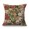 Navy Blue Green Red Rose Classic Home Decoration Flower Bird Art Sofa Throw Pillow Case Cotton Linen Square Medium Cushion Cover
