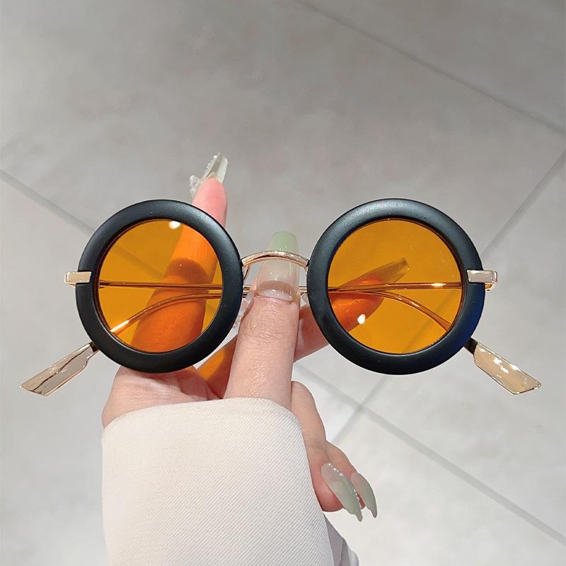 New Retro Gradient Round Thin Frame Women Sunglasses Brand Wood Grain Frame Design Steam Punk Men Trendy Glasses UV400