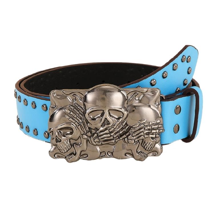 Versatiles Leather Belt Hipsters Fashion Waistband Men Skull Buckle Waist Belt for Trendy Outfits