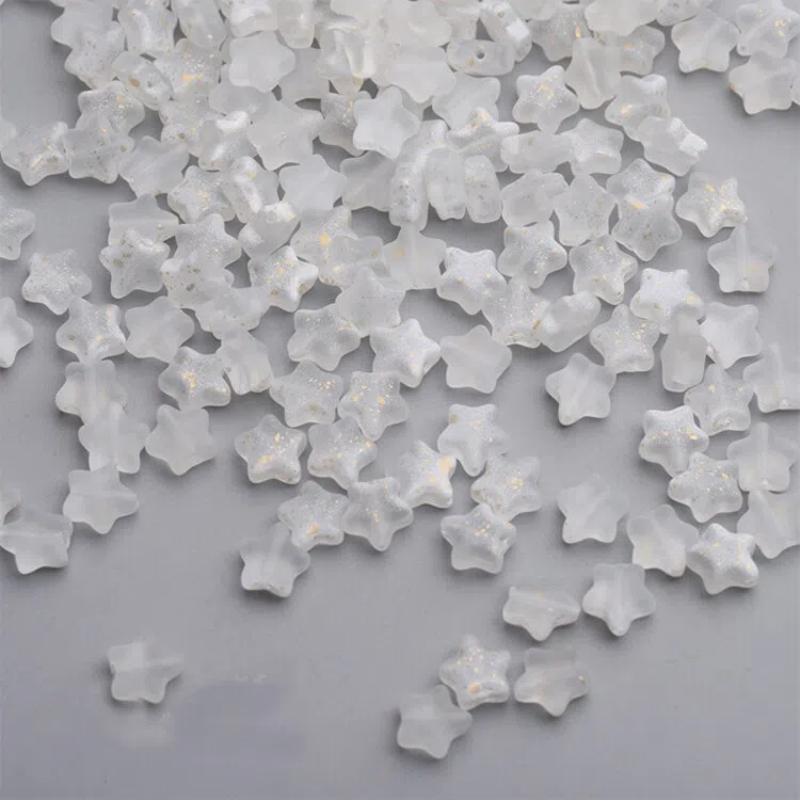 50PCS Color Star Beads 8mm Czech Glass Loose Spacer for Jewelry Making Hairpin Handmade Diy Accessories