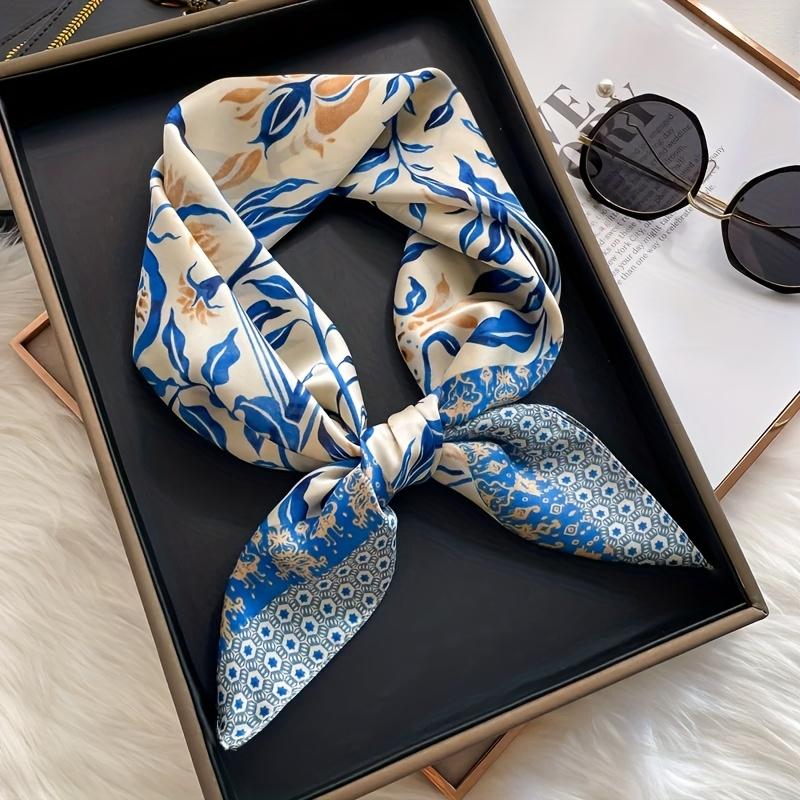 New Satin Hair Scarf Women Handkerchief Print Female Head Bandana Small Neck Muffler Hijab Lady Girl 70*70cm Square Shawls