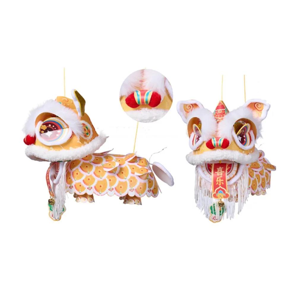 

2026 New Year Lion Dance Lantern Waterproof Ancient New Year Lantern Handheld with Tassel Handmade Lantern Childrens Craft 30cm
