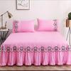 3pcs Bed Skirt Bedspread Pillowcase Ruffle Lace Anti Slip 1.8x2.0m Bed Cover Solid Colour Lace Mattress Dust Bedding Cover