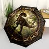 Prehistoric Dinosaur Scene pattern umbrella, portable and foldable design, 8 ribs, a casual accessory for Halloween, Christmas, and birthday gifts.